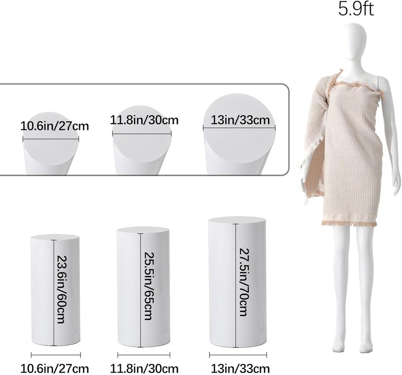 Set of 3 Metal Cylinder Display Pedestals White Cake Dessert Stand Party Wedding gallery
