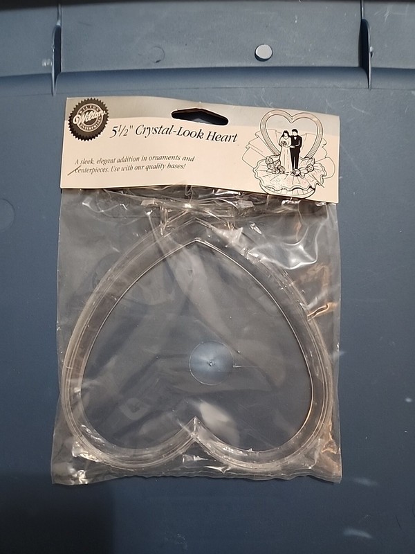 Vintage 1991 Wilton 5.5″ Crystal-Look Heart Cake Topper- New