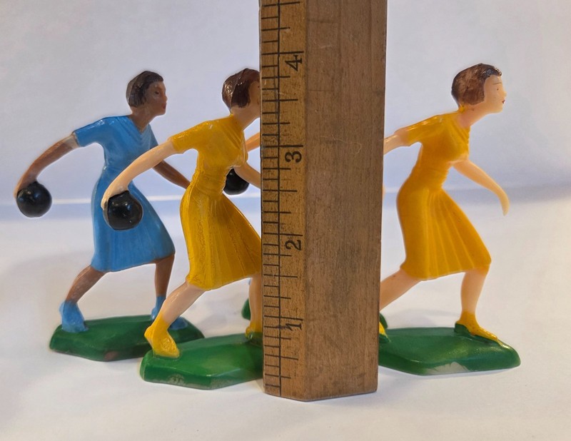 Vintage Wilton Bowling League Women Cake Topper Figures 1960s Mid Century Craft gallery