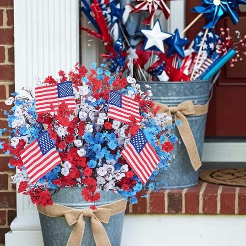 28pcs 4th of July Decorations Patriotic Babys Breath Red White and Blue gallery
