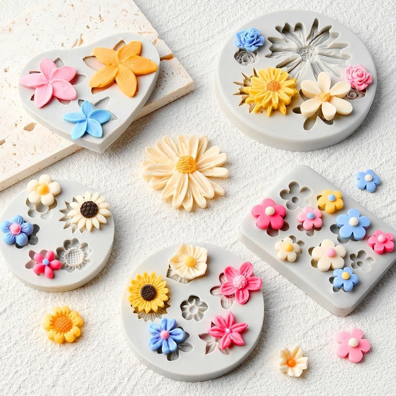 5PCS Silicone Flower Molds - Perfect for Fondant & Candy Crafts gallery