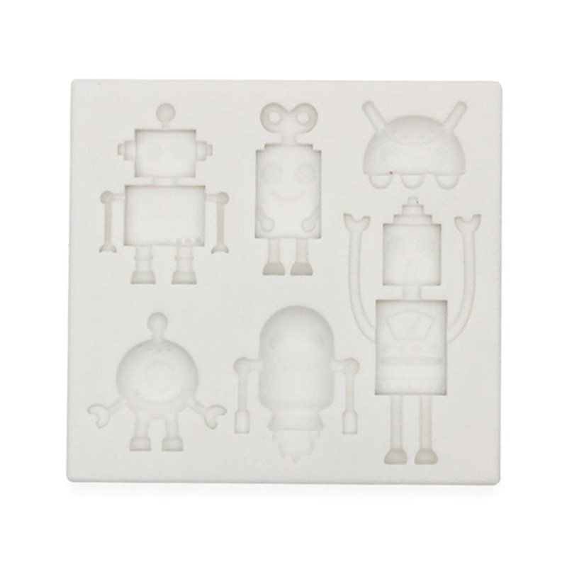 6 Holes Chocolate Moulds Robots Shaped Baking Molds Fondant Moulds Silicone Mold