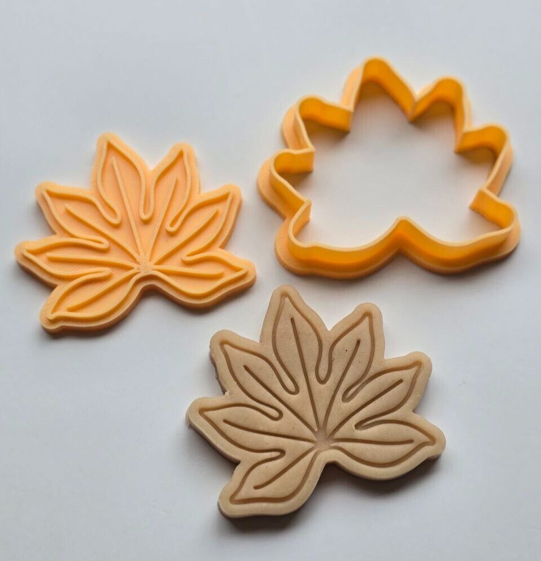 Maple Leaf Cookie Cutter + Stamp Set, Maple Leaf Cookie Cutter, Cookie Stamp Set gallery