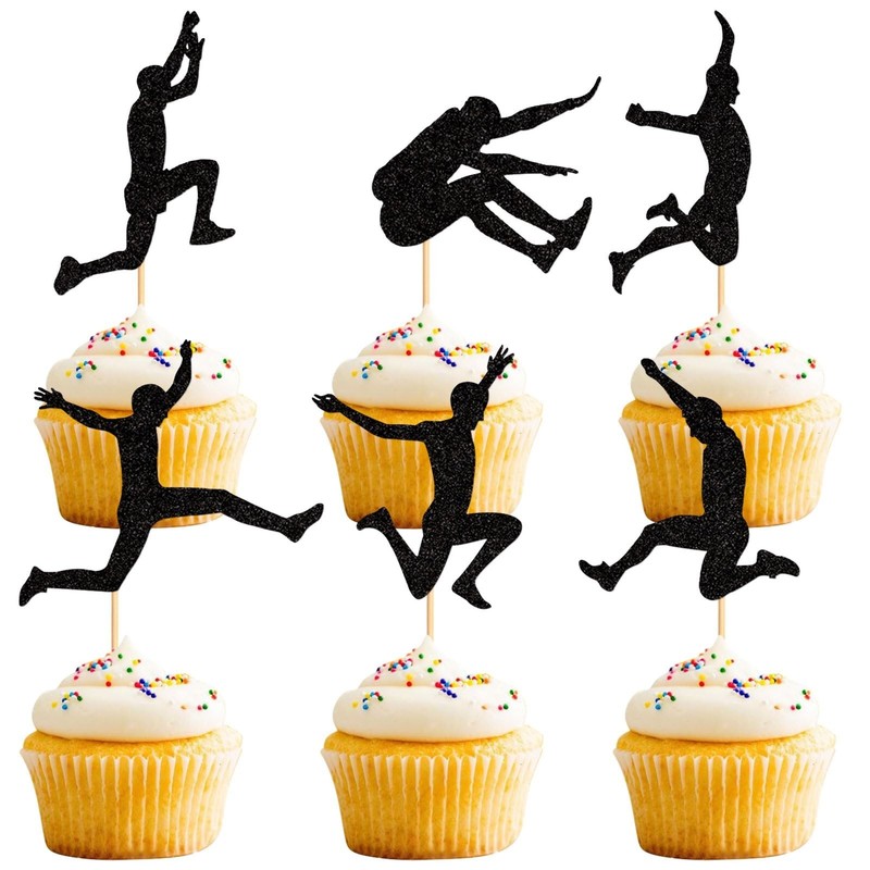 36 Pack Jump Cupcake Toppers Sports Theme Cupcake Picks Boy Jump Birthday Par...
