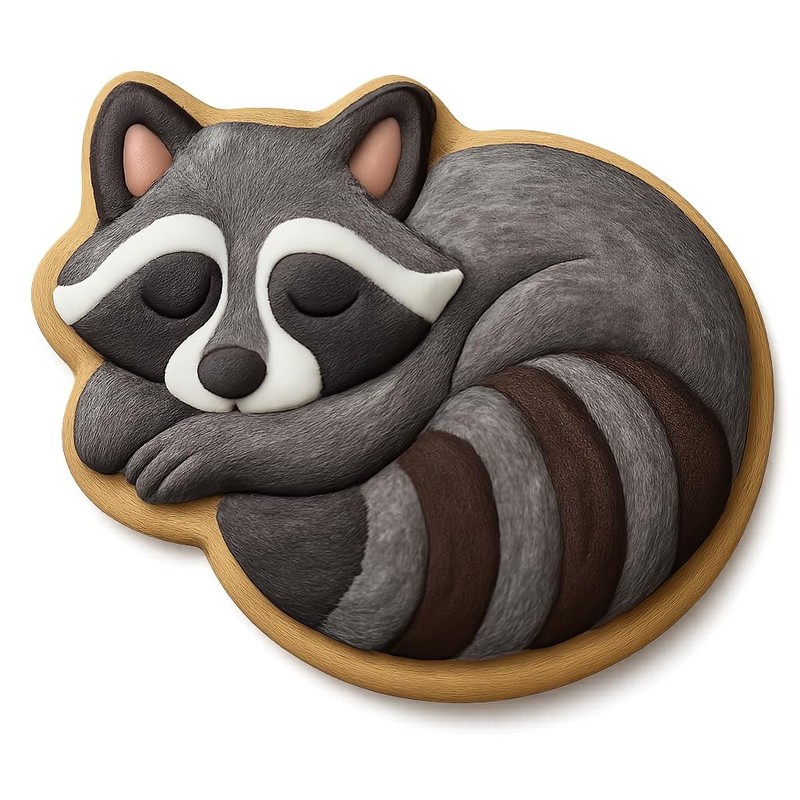 Resting Raccoon Cookie Cutter 345 Style – 4×3.3″ Fun Kitchen Baking Tool