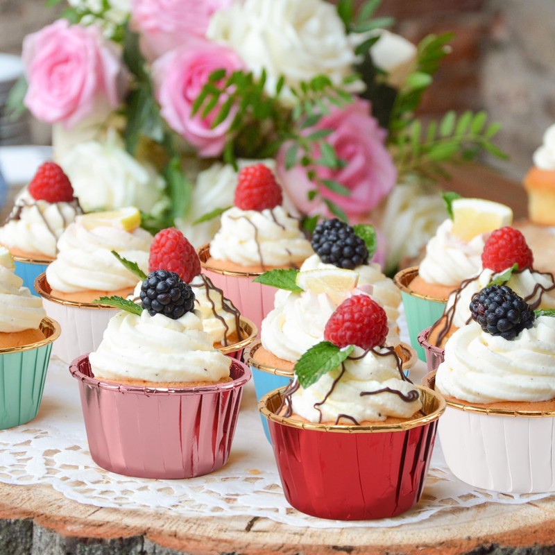 Green And Gold Foil Cupcake Liners100 Pcs Disposable Muffin Liners 3.5 Oz Wrappe gallery