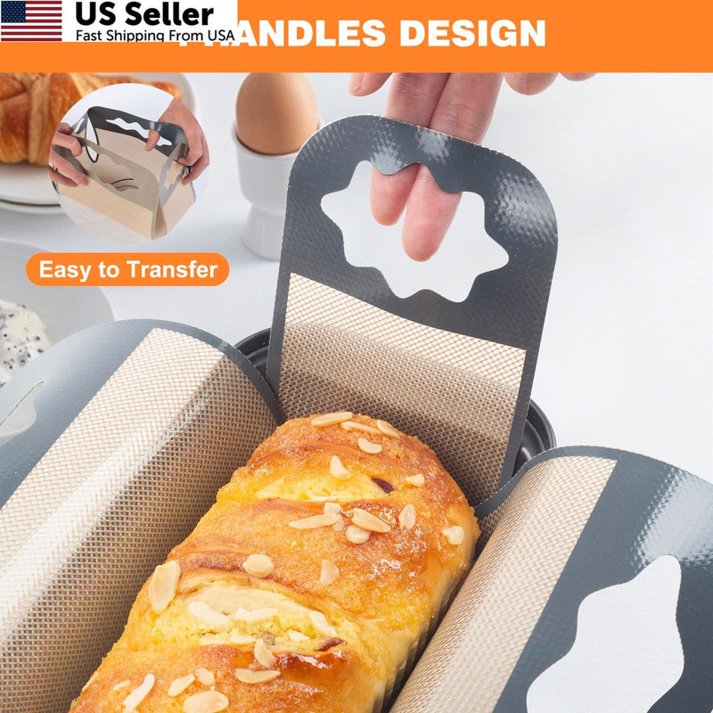 2 Pcs Silicone Bread Loaf Pan Liners, Reusable For 9*5" Pan, Gray gallery
