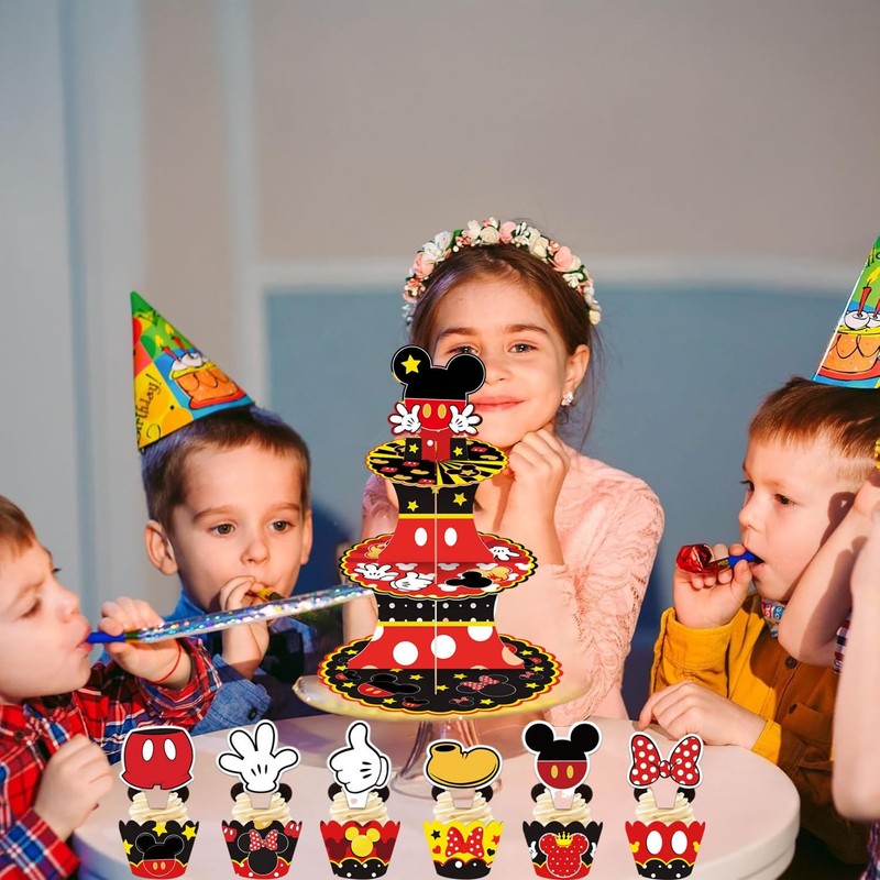 Cute Mouse Cupcake Stand, Large 3-Tier Cartoon Cupcake Holder for Birthday Pa... gallery