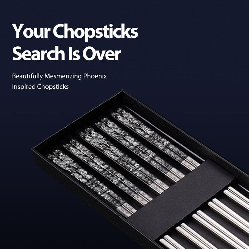 Phoenix Chopsticks Metal Reusable Designed In Korea Japanese Style Stainless ... gallery