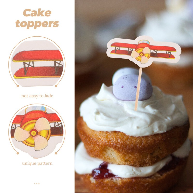 30 Pcs Cake Toppers Dessert Birthday Child Airplane Insert Card gallery