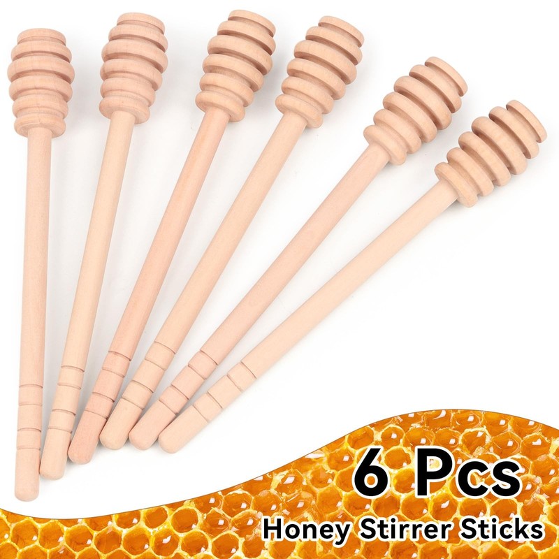 6 Pack 6 Inch Wooden Honey Spoon Mixing Stirrer Honey Dipper Sticks Party Favors gallery