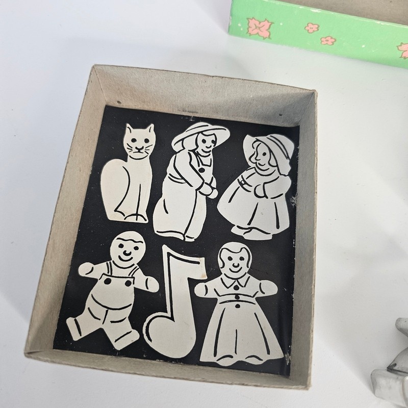 Vintage Mini Metal Cookie Cutters Dutch Boy Girl Music Note Cat Gingerbread Man gallery