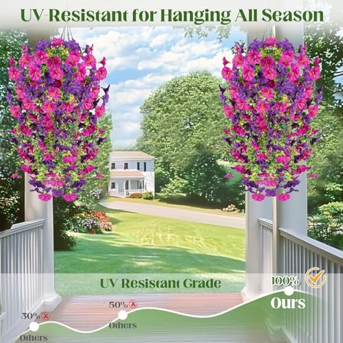 Bougainvillea Artificial Hanging Flowers Plants for Outdoors Pink + Purple gallery