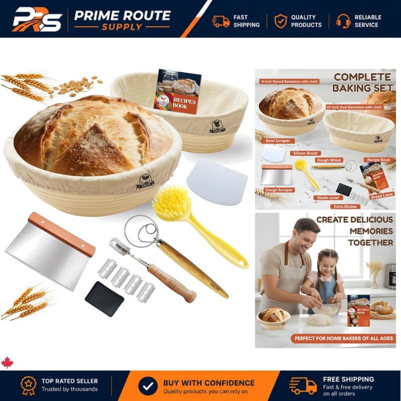 Artisan Bread Baking Set: Linen-Lined Baskets, Tools, and Recipes for Home Chefs