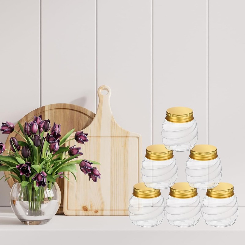 50 Pcs 2 oz Mini Honey Jars Party Favors in Bulk Honeycomb Plastic Jars with ... gallery