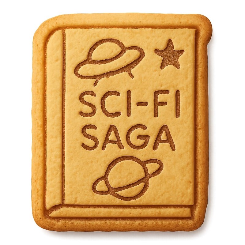 Sci-Fi Saga Book Cookie Cutter & Stamp, Fondant & Clay – 4×4.6