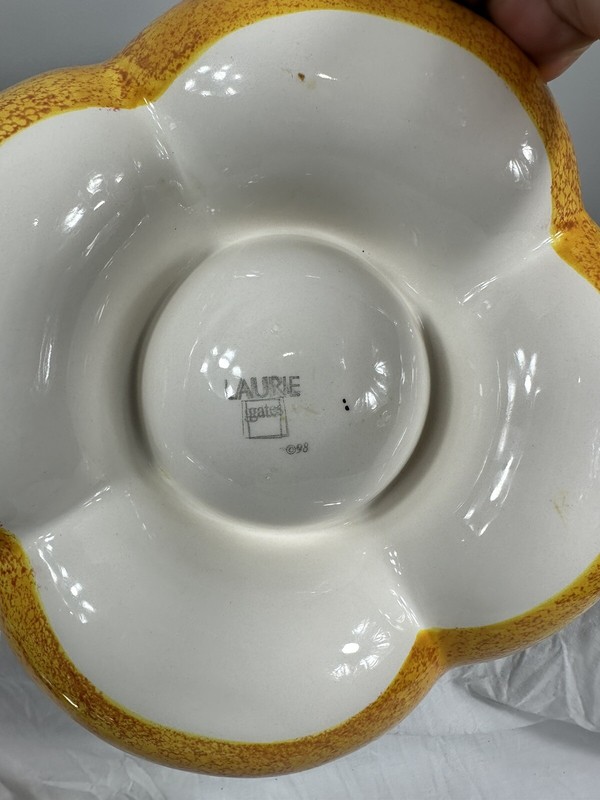 Laurie Gates 1999 serving set. App tray and cake pedestal gallery