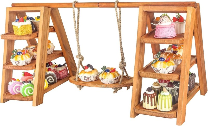 Wooden 3 Tier Cupcake Stand Rustic Cupcake Display Stand Dessert Table Foldable