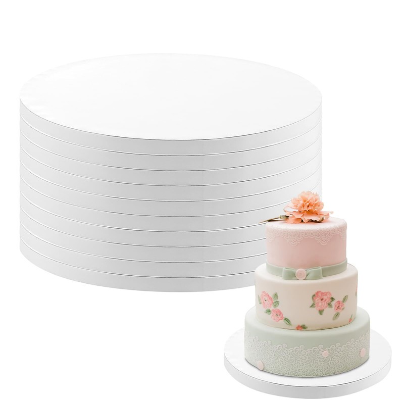 10 Pack Cake Boards 12 Inch Round Cake Drum White 1/2” Thick Cake Drums Corru…