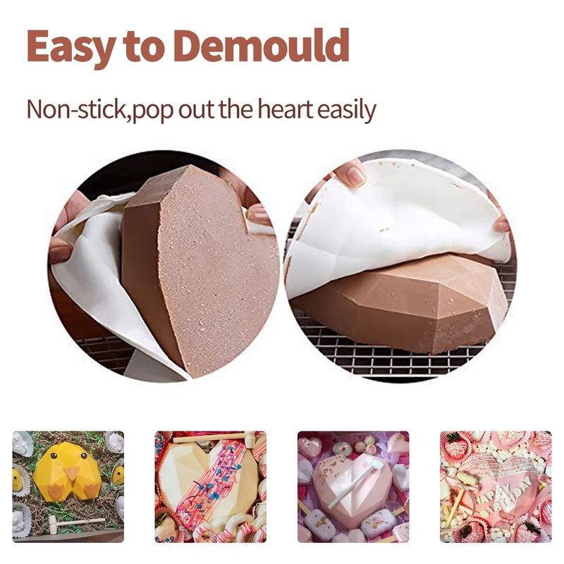 Large Silicone Heart Molds Set for Chocolate, Hot Cocoa Bombs & Cakesicles - Per gallery