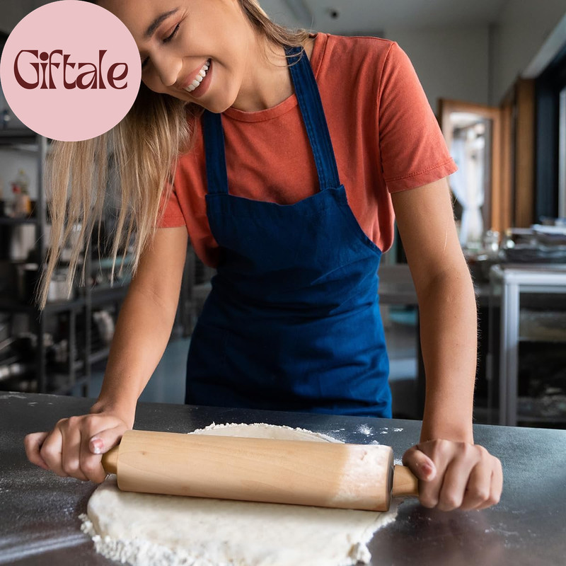 Wood Rolling Pin, 17.5 Inch - Large Dough Roller for Baking, Pizza, Cookies - He gallery