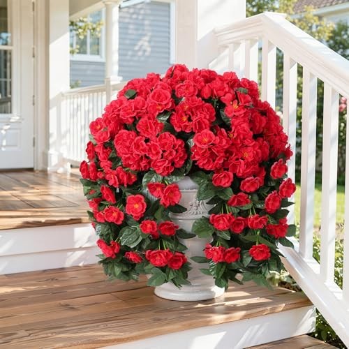Artificial Geraniums Flowers for Outdoors Faux Hanging Plants Summer White gallery