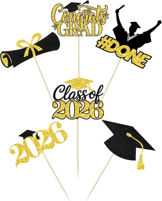 48 Pieces 2026 Graduation Cupcake Toppers and Wrappers, Adjustable Grad Cap gallery