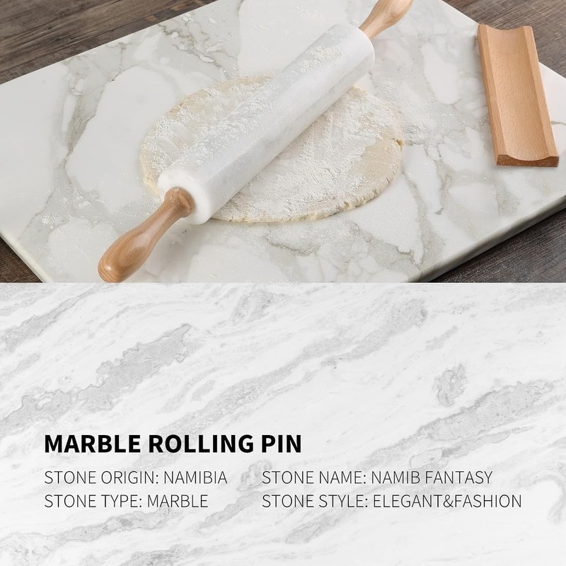 Marble Rolling Pin, Non-Stick African Stone Polished Dough Roller, Pasta, Dum... gallery