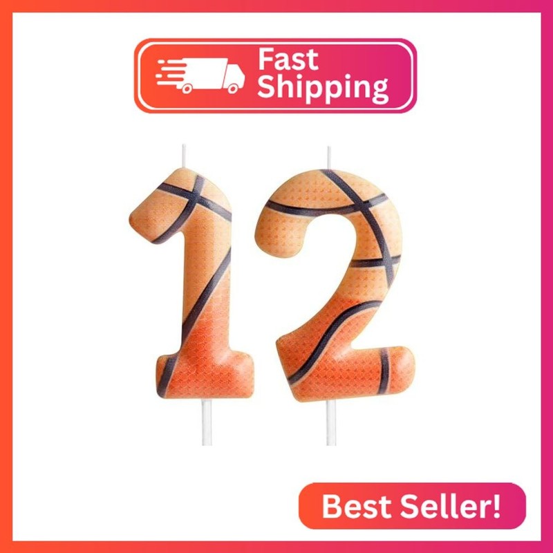 Zi Lan Basketball 12th Birthday Candle Brown Basketball Themed Cake Candles Happ
