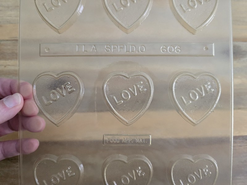 Vintage Chocolate Mold, Heart LOVE, Plastic, Valentine's Day gallery