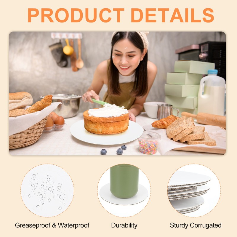 30 Pcs Cardboard Cake Rounds, 10 Inch Cake Board for Desserts, White gallery
