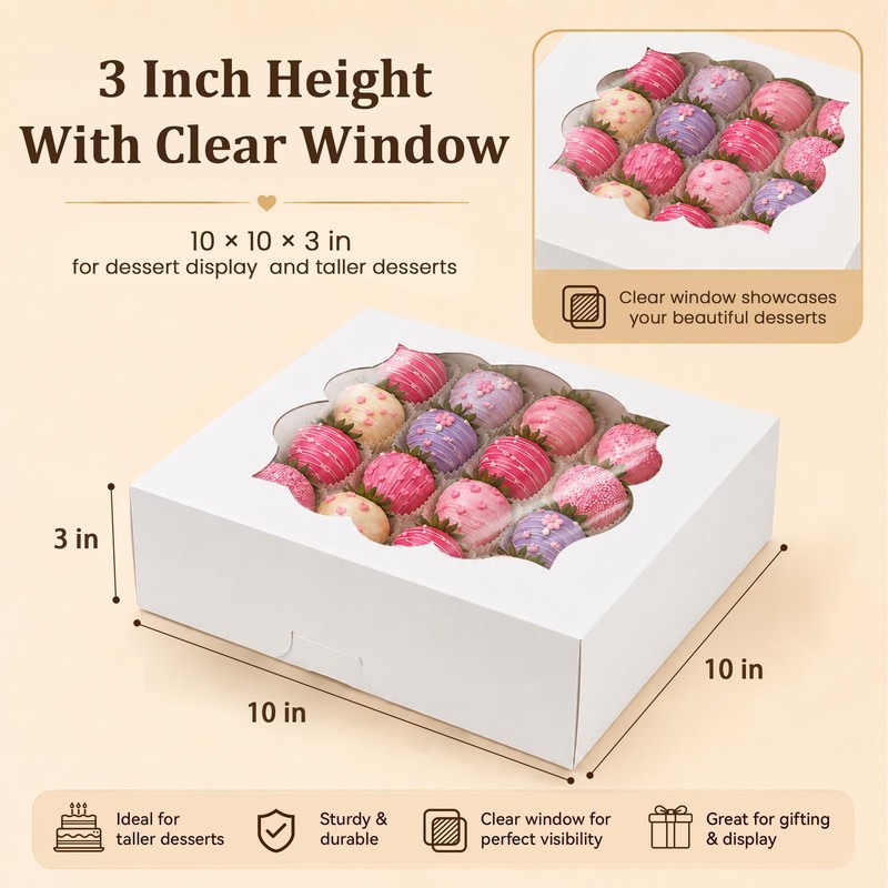 20 Pack Pie Boxes 10x10x3inch Bakery Boxes with Window Dessert Pastry Box for... gallery