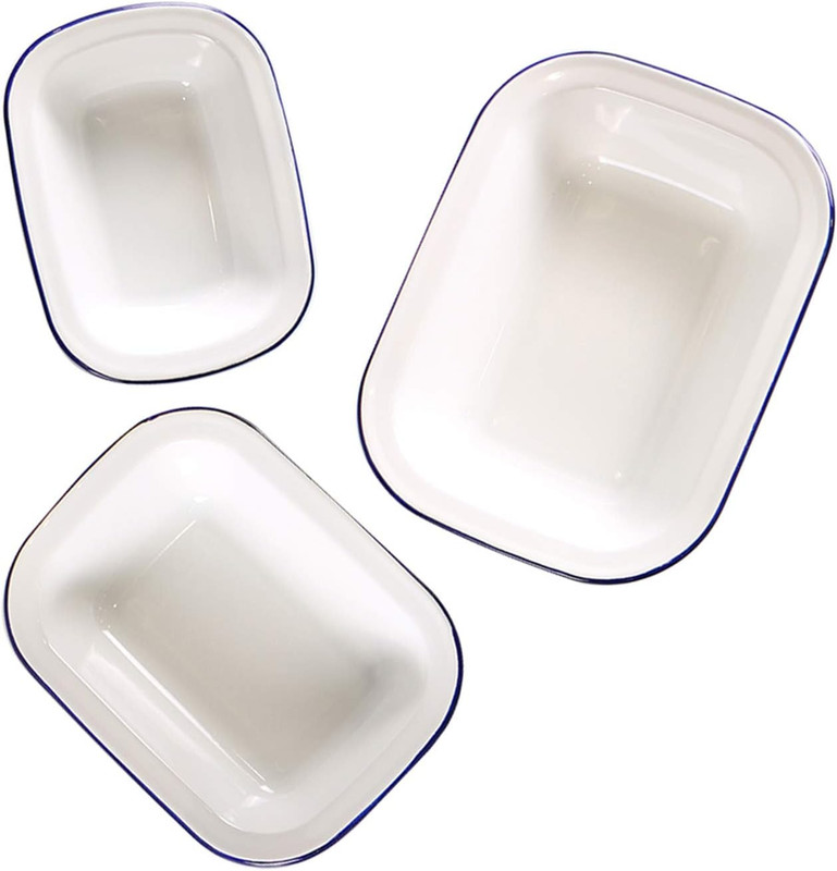Webake Enamelware Roasting Pan 3 Pack Enameled Steel Oblong Pie Pan Pie Dish Roa gallery