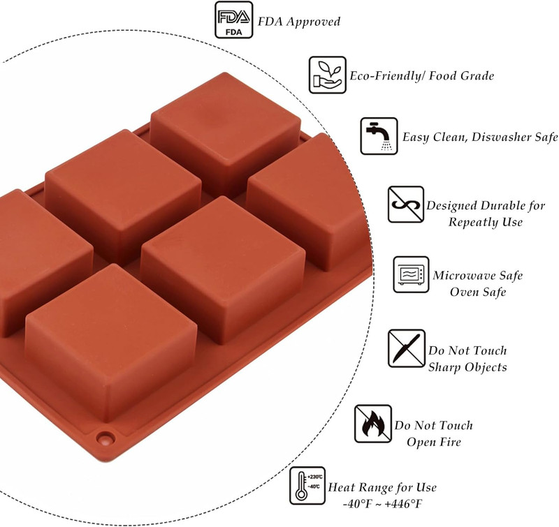 JOERSH Square Cake Silicone Molds | 2" X 2" X 1" Chocolate Molds for Brownie Bit gallery