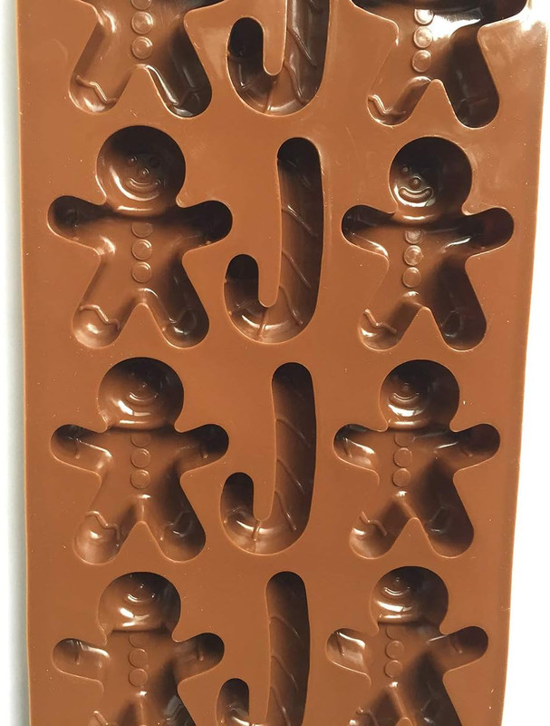 2pcs Christmas Silicone Molds for Baking Jelly Soap, Candy Cane, Gingerbread Men gallery