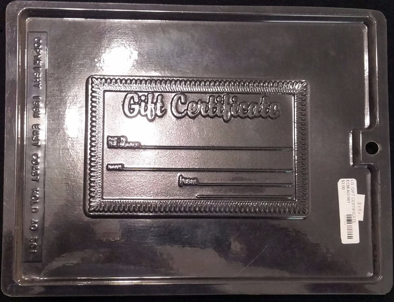 Money Large Gift Certificate Bar Chocolate Plastic Candy Soap Mold ECM AO-561