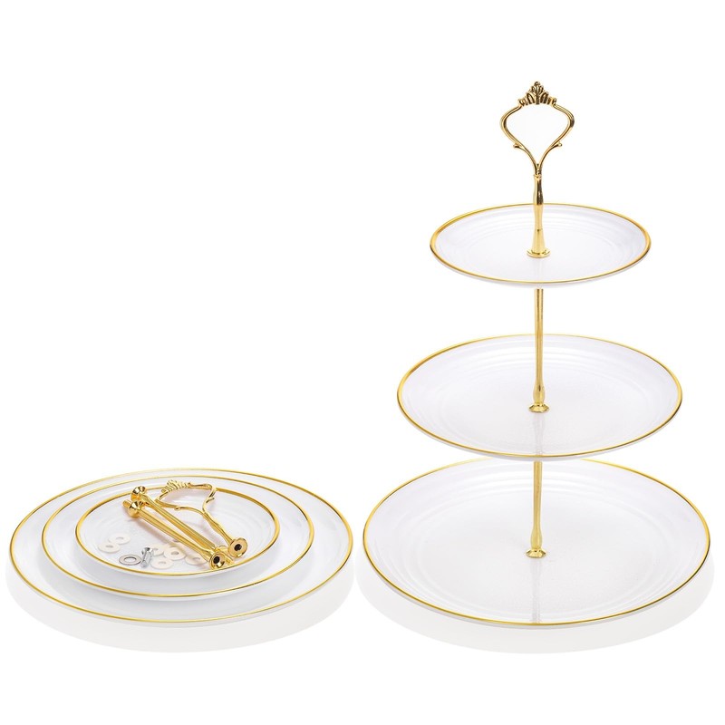 3 Pack Tiered Cupcake Stand, Plastic Cupcake Stand Tower, 3 Tier Round Shape ... gallery
