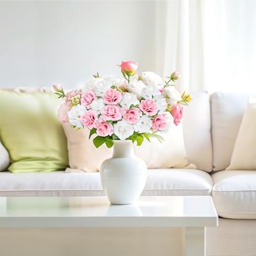 50pcs Mini Roses Artificial Flower Heads, 1.6” Small 1.57 Inch Pink and White gallery