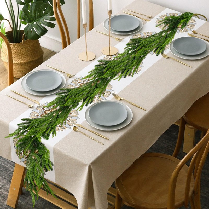 Gllbtpt 2Pcs Christmas Norfolk Pine Garland6 Ft Artificial Green Garland gallery