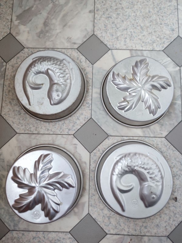 Vintage soviet culinary molds for baking, jelly. Fish