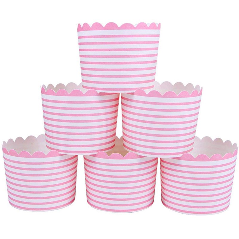 Full Size Paper Baking Cups, 6oz Pink Cupcake Liners for Cupcake Bath Bomb, M…