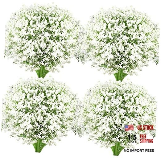 Ysleen Pieces Artificial Flowers Plastic Baby Breath Flowers Faux 48 White