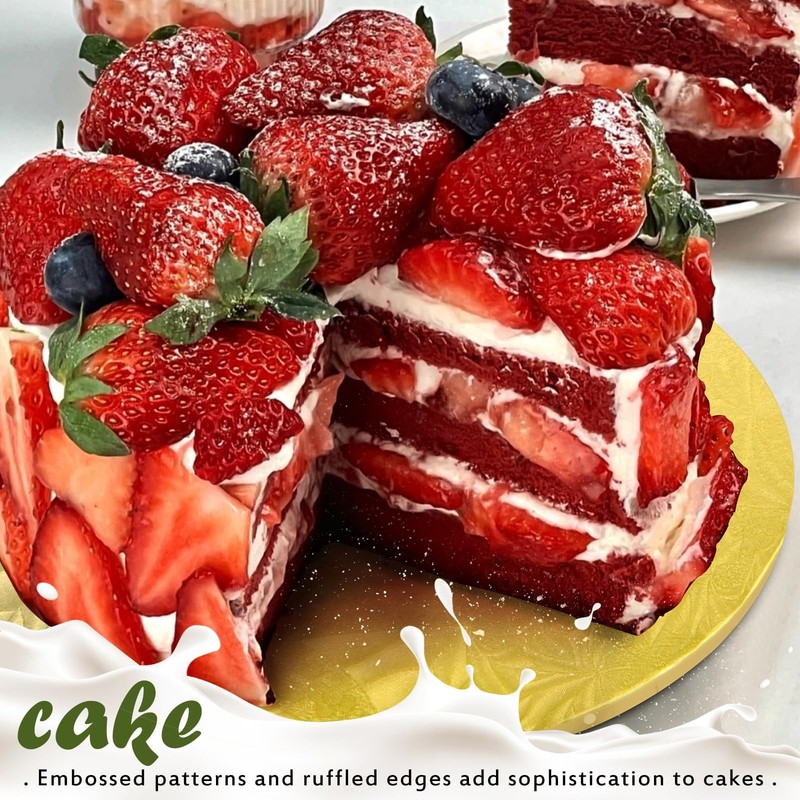Bekoetoz 10-Pack Round Gold Cake Drum Board 10 Inch Sturdy 1/2 Inch Thick Ful... gallery