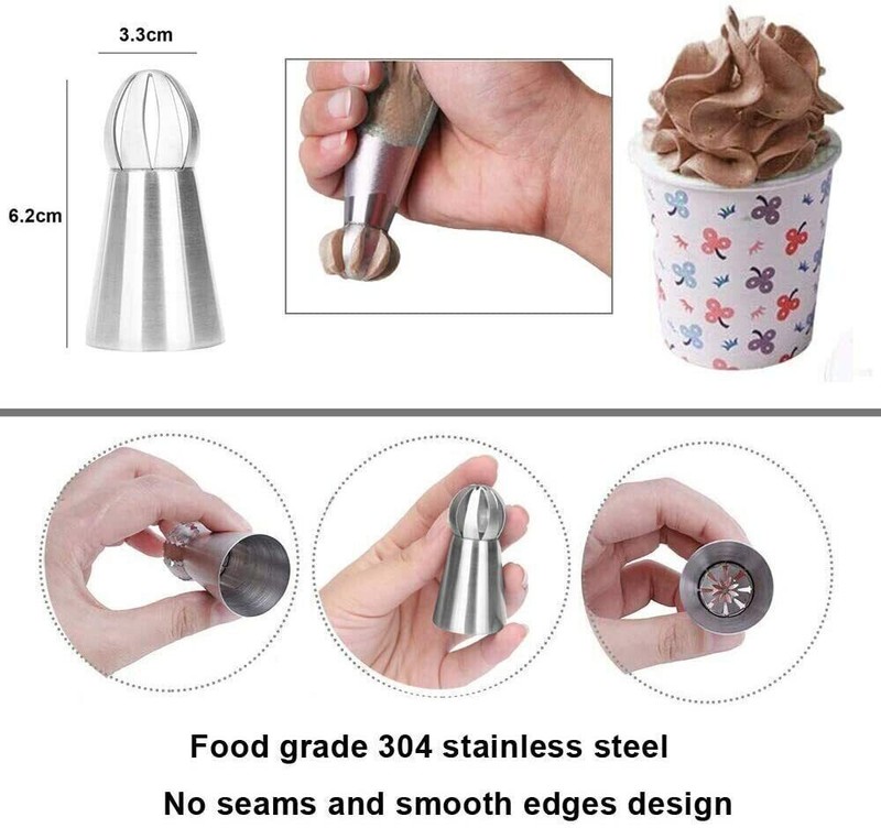 2X Russian Ball Piping Tips Stainless Steel Sphere Nozzles Tips Pastry Cake gallery