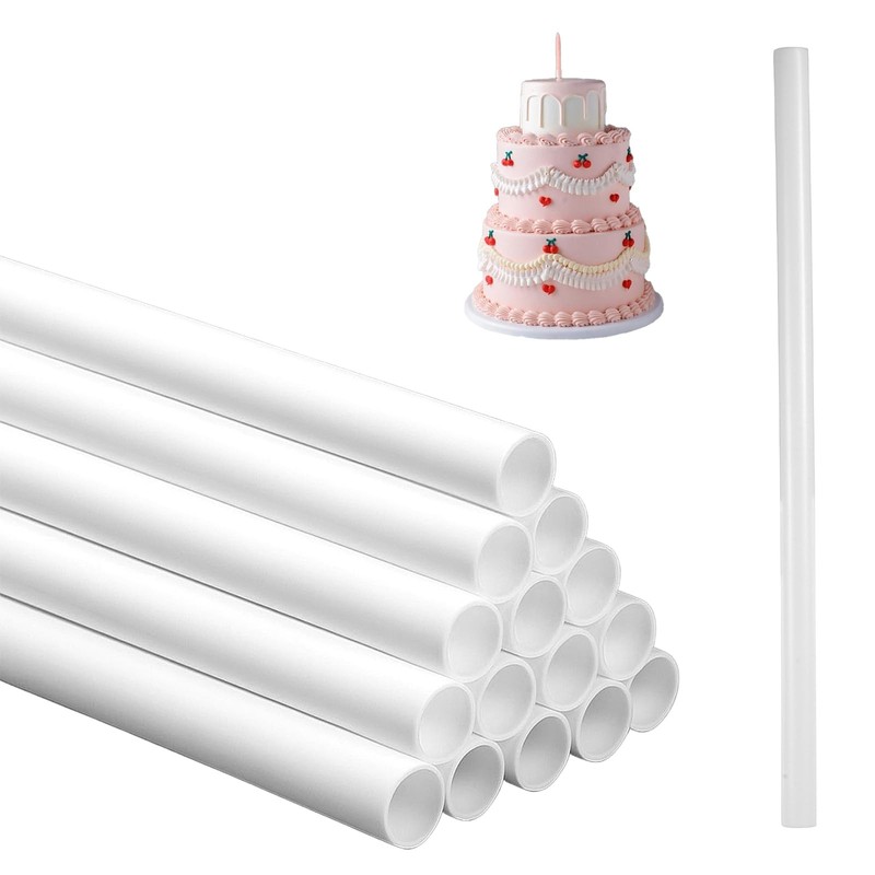 150 PCS White Plastic Cake Dowel Rods Tiered Support 0.4×9.5 Inch Straws