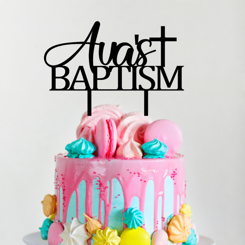 Personalised Wooden” Name” Baptism / Christening / Birthday Cake Topper