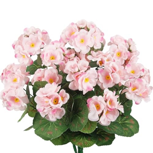 CITYES 3 Pcs Artificial Flowers Silk Geraniums for Outdoors UV Light Pink gallery