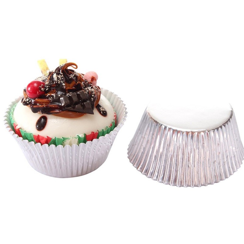 200 Pcs Aluminum Foil Cake Liners Paper Muffin Cups Baking Cake Wrappers