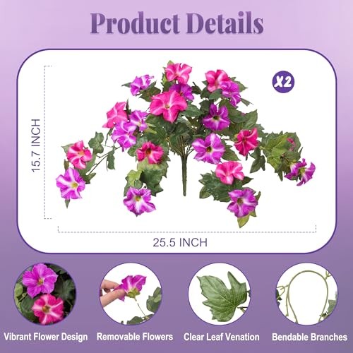 Artificial Fake Flowers Plants for Outdoor Decoration, 2PCS 2 Pcs Fuchsia Lotus gallery