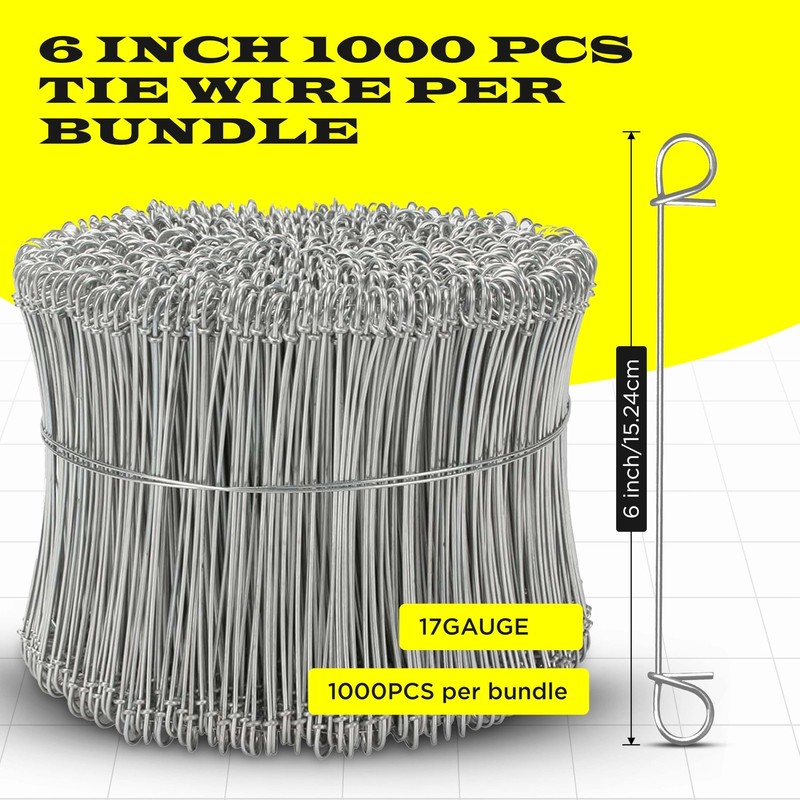 6 Inch - 17 Gauge 1000 Pcs Stainless Steel Steel Double Loop Rebar Wire Bar gallery